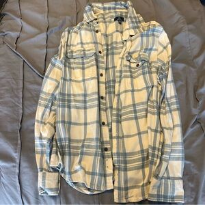 George Light Blue and White Plaid Shirt